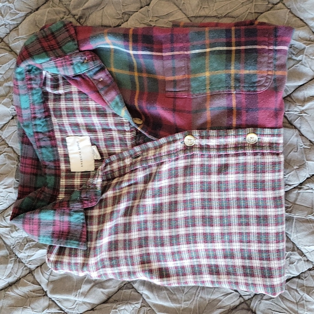 Mixed Pattern Cropped Flannel